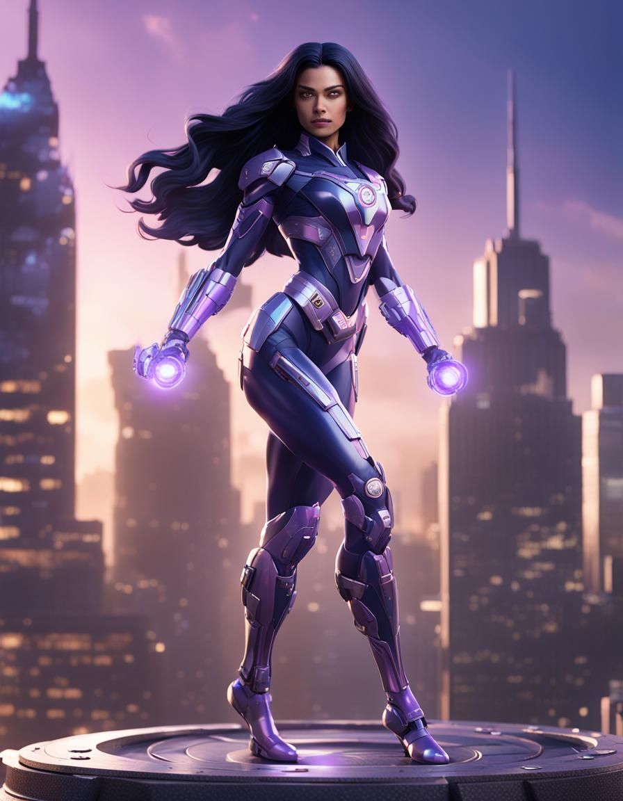 Star Sapphire in Sci-Fi Cityscape: 8K Render