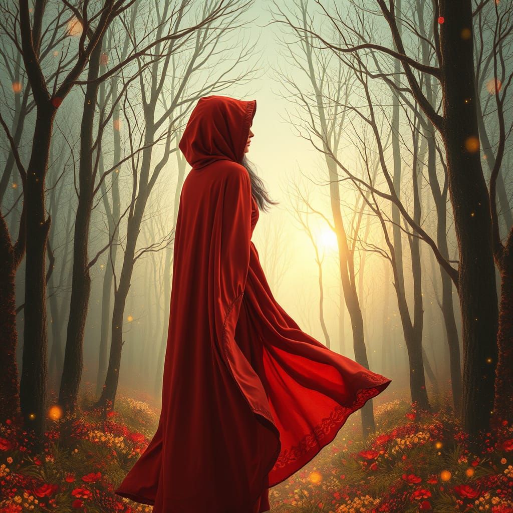 Red Riding Hood in Dreamy Art Nouveau Forest