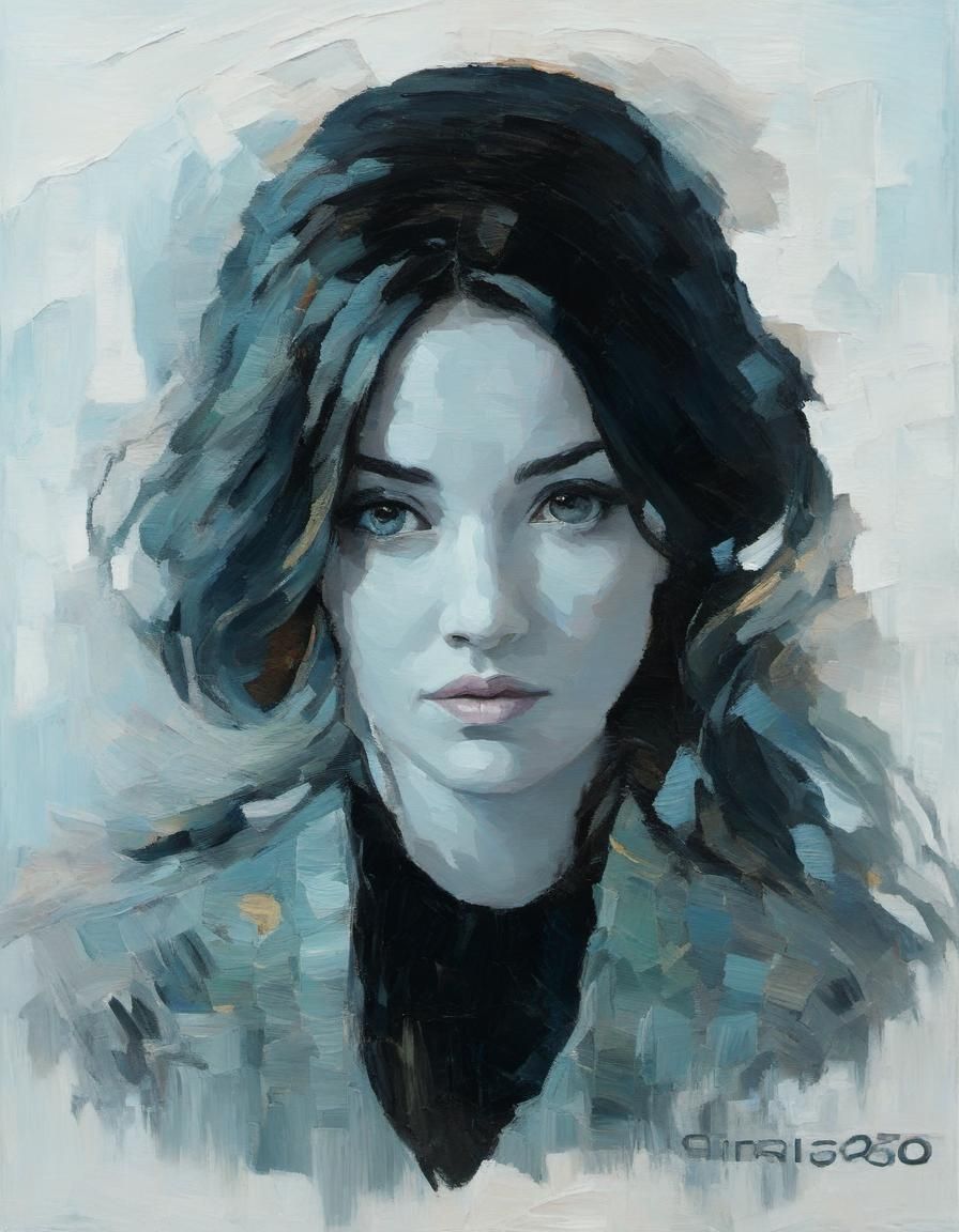 Stunning Woman in Post-Impressionist Impasto Oil Painting