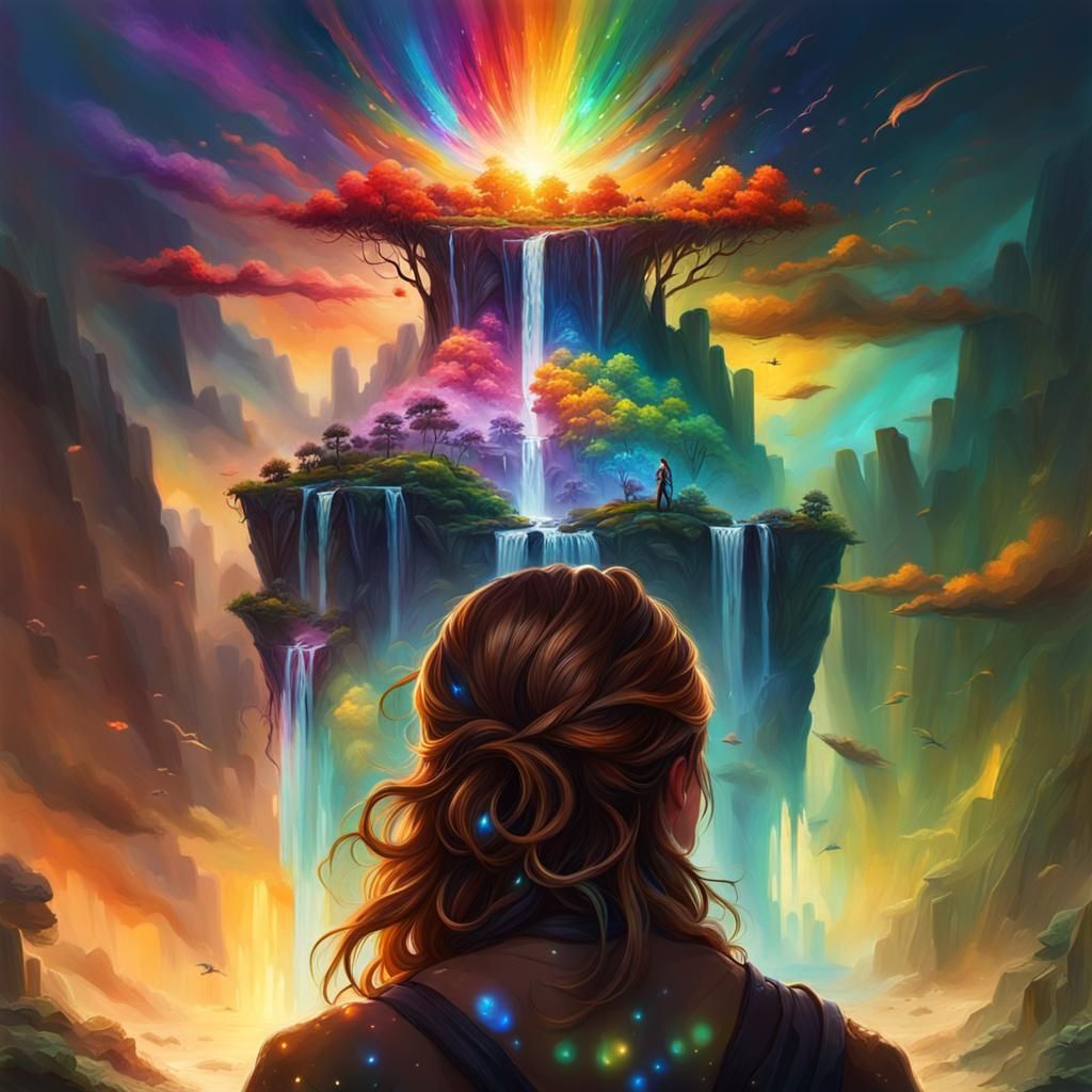 Dramatic Temples Under Stormy Rainbow Sky