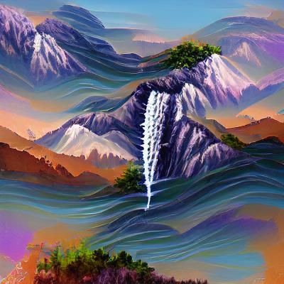 Majestic Waterfall Flowing Through Mountains