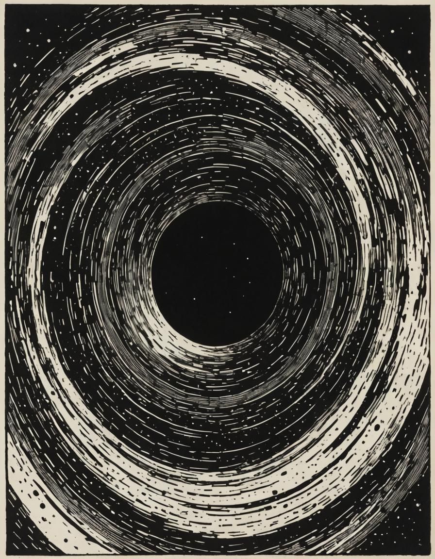 Black Hole Center Galaxy: Woodcut Print
