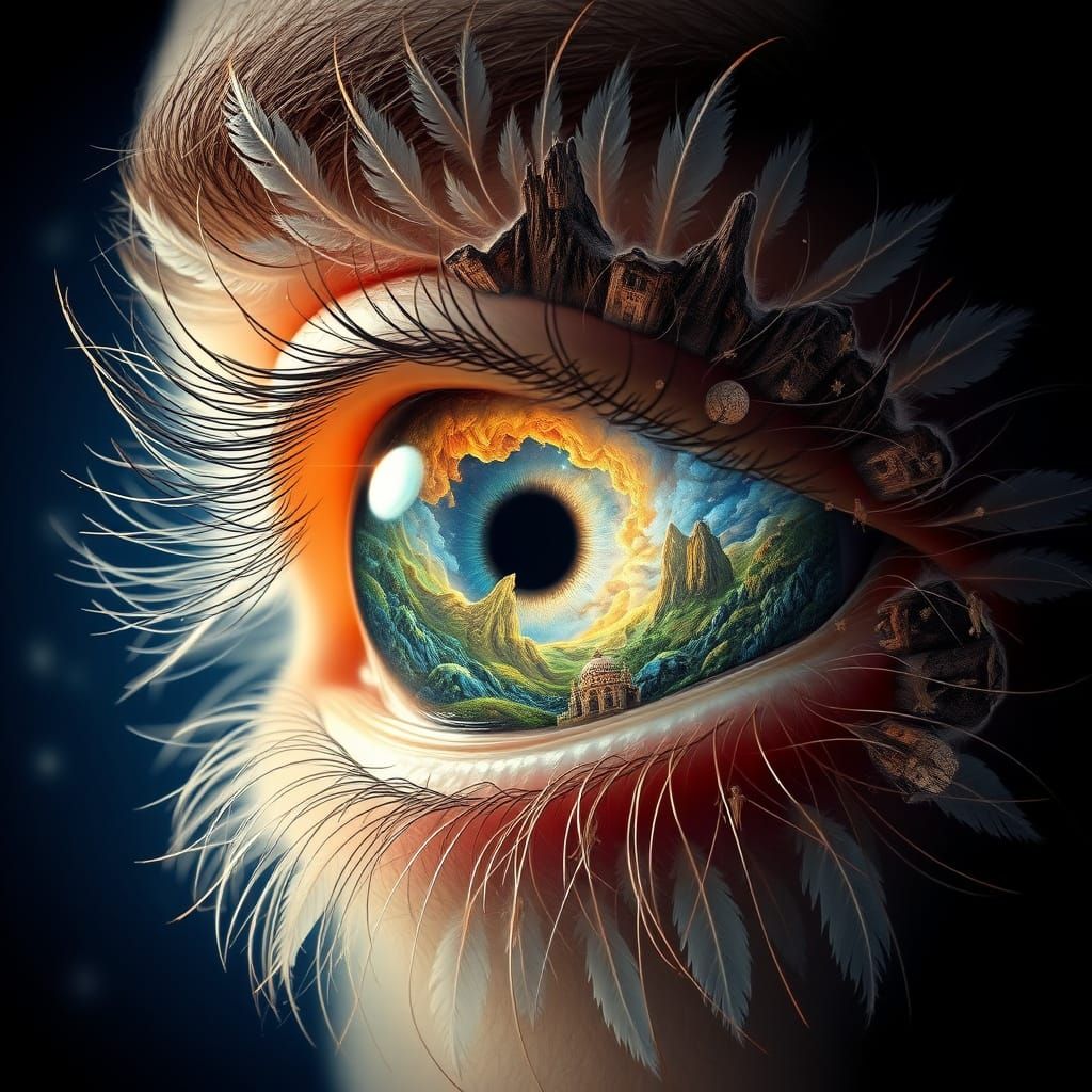Surrealist Eye Portal in Whirling Vortex of Fantastical Land...