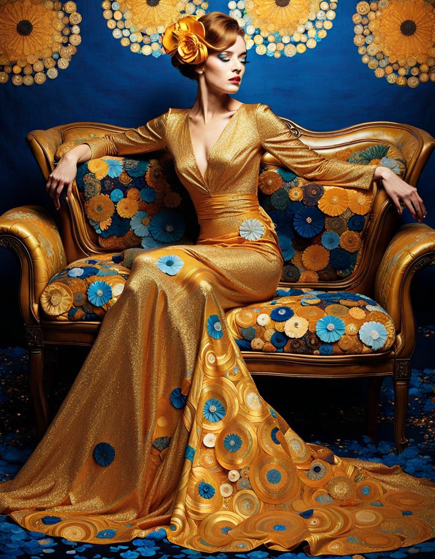 Emilie Floge Portrait in Klimt-inspired Vienna Secession Sty...