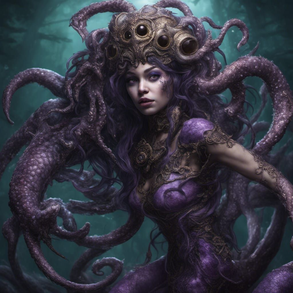 Eldritch Siren Horror with Fish Features