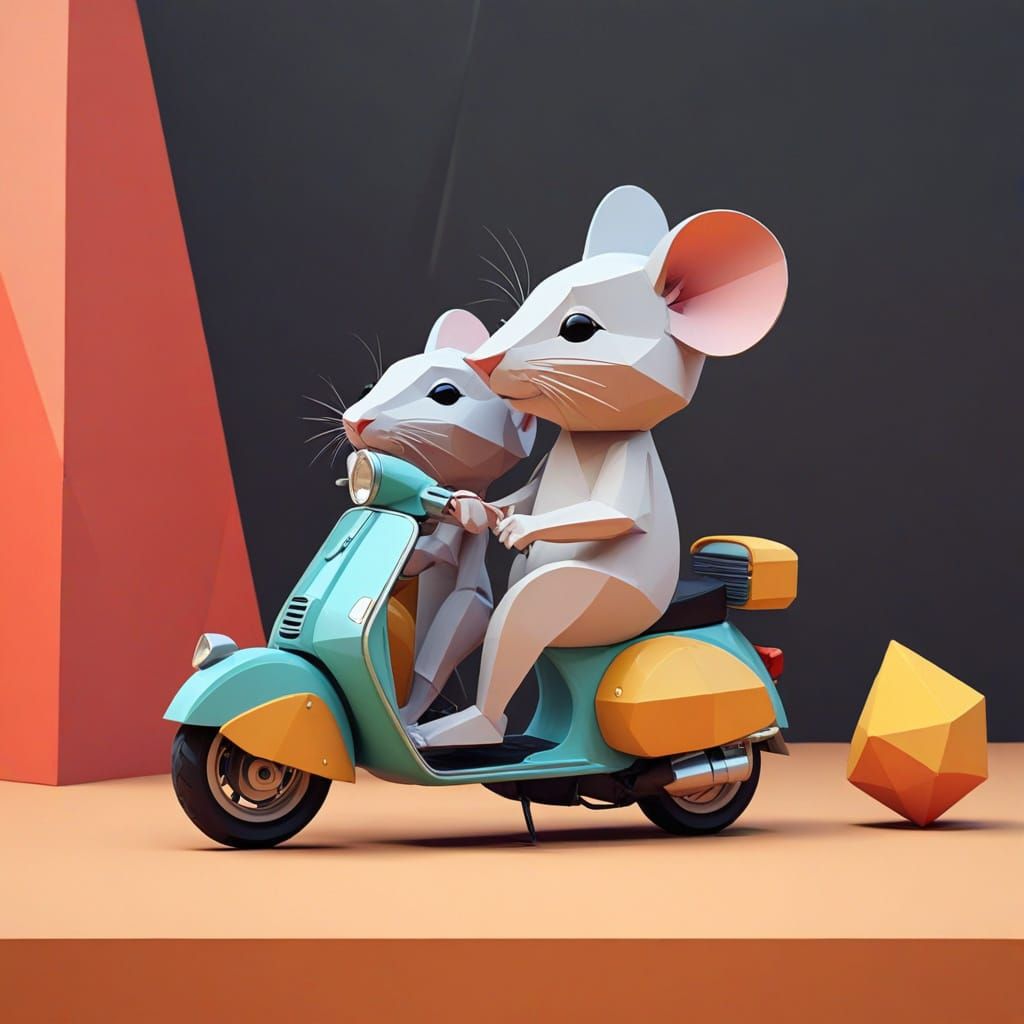 Mice Vacation at Pyramids in Picasso Style