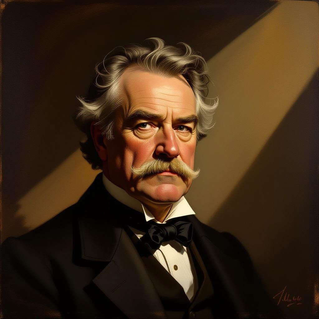 David Lloyd George Portrait in Dramatic Academic Style