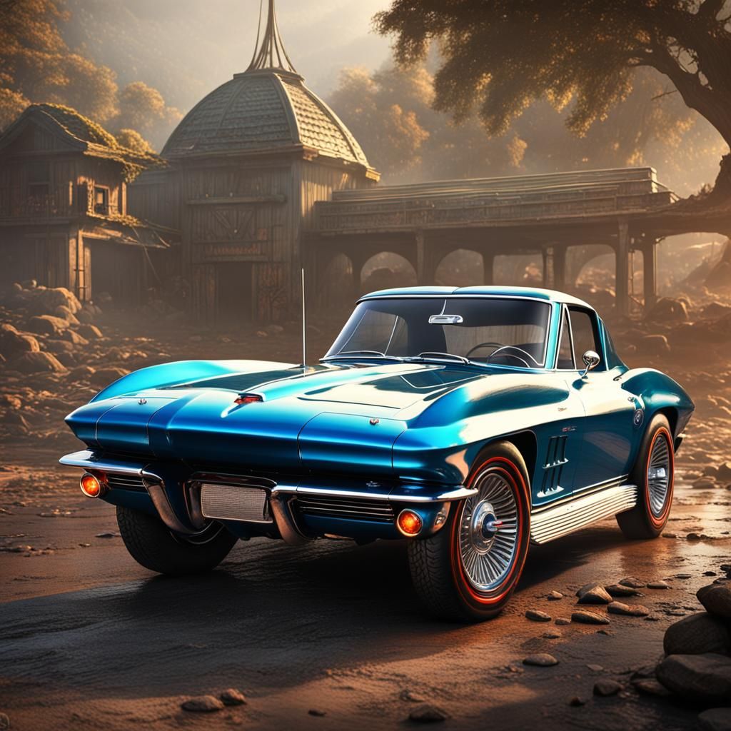 1964 Corvette in Detailed Matte Painting