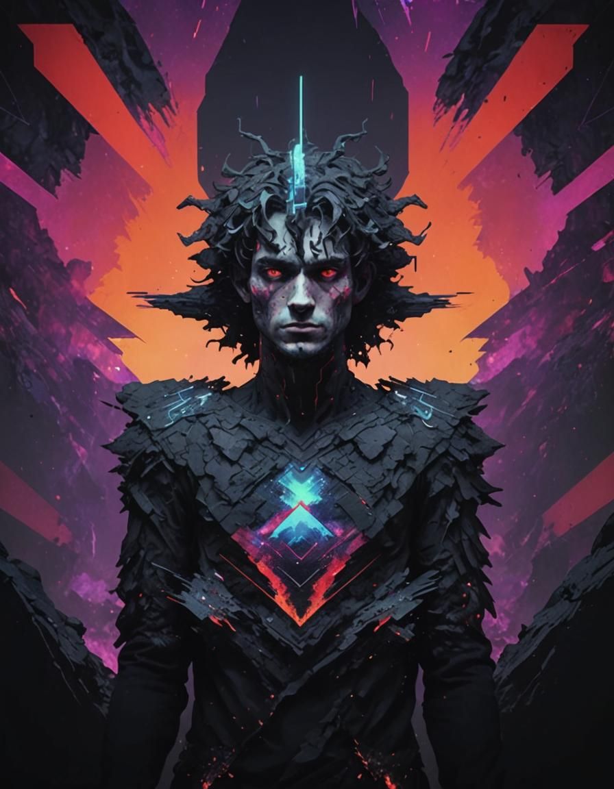 Lava Man in Surreal Neofuturistic Landscape