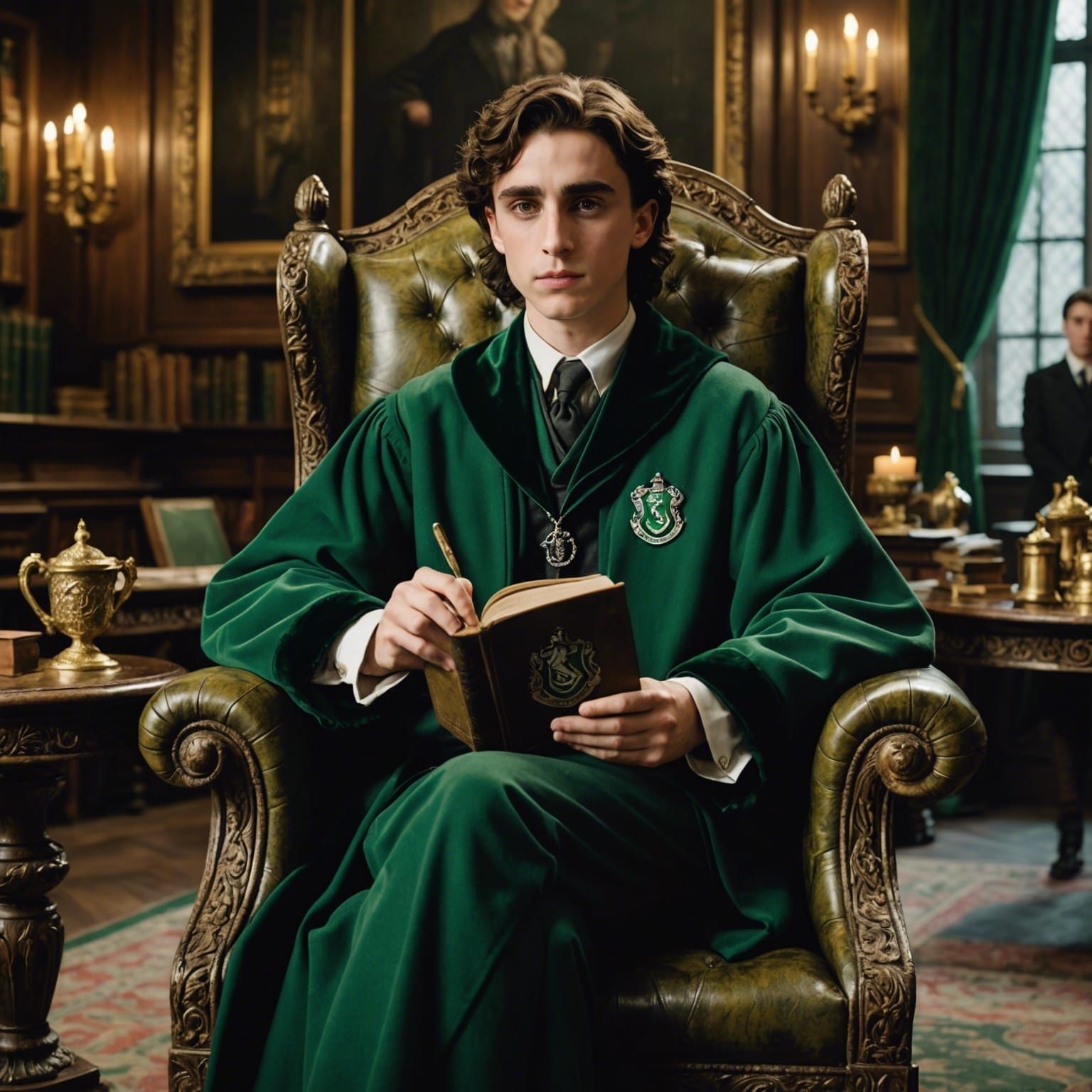 Elegant Portrait in Slytherin Common Room