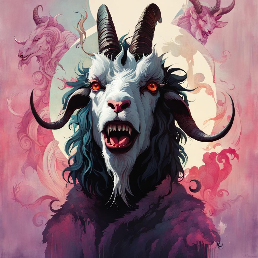 Evil Krampus Double Exposure Collage Illustration