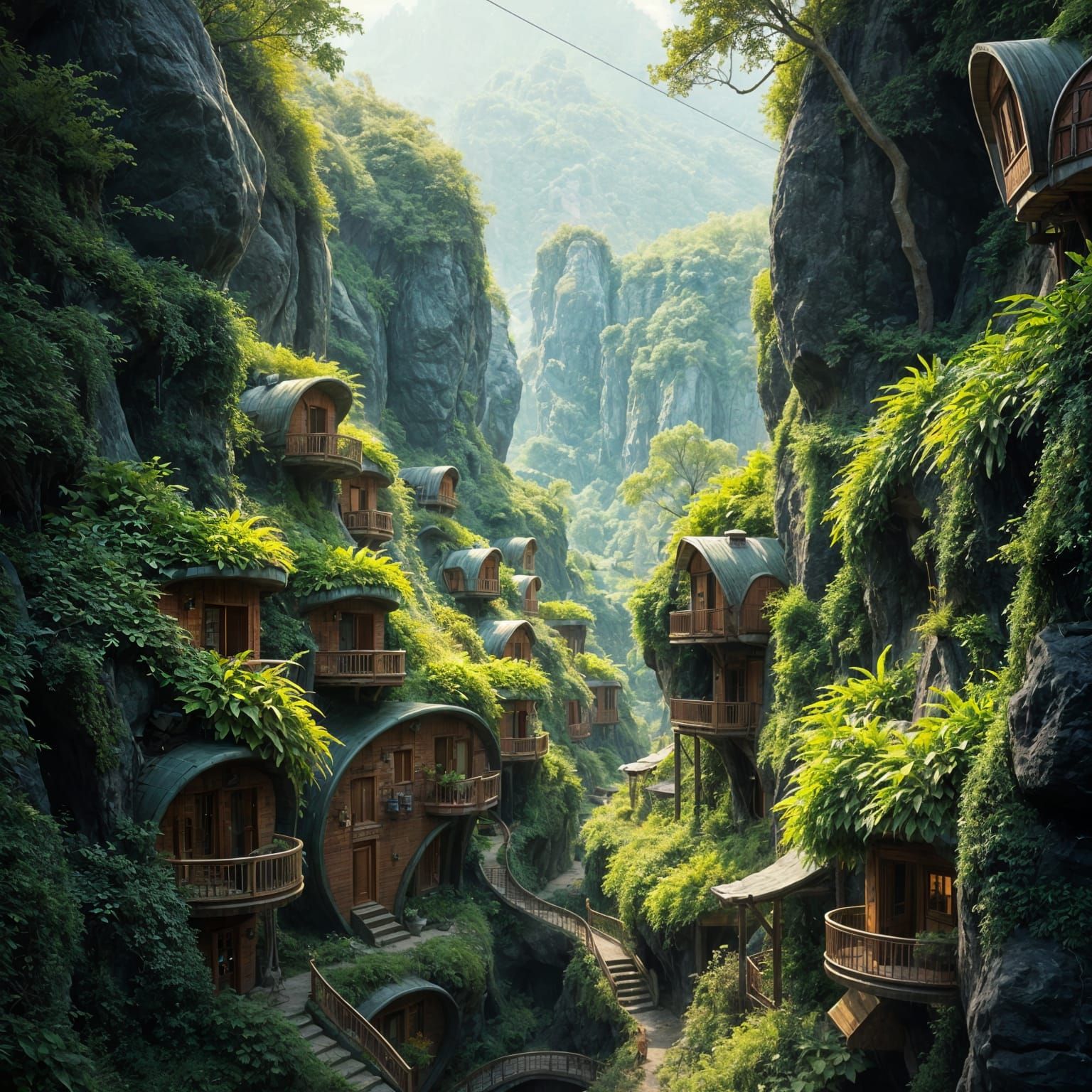 Surreal Futuristic Eco-Settlement in Digital Art