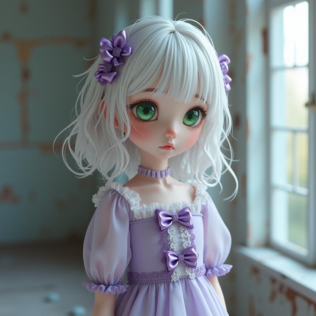 Girl with Green Eyes in Mori-Inspired 3D Anime Art