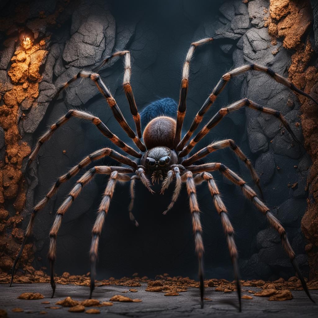 Giant Spider on Wall: Detailed Fantasy Art
