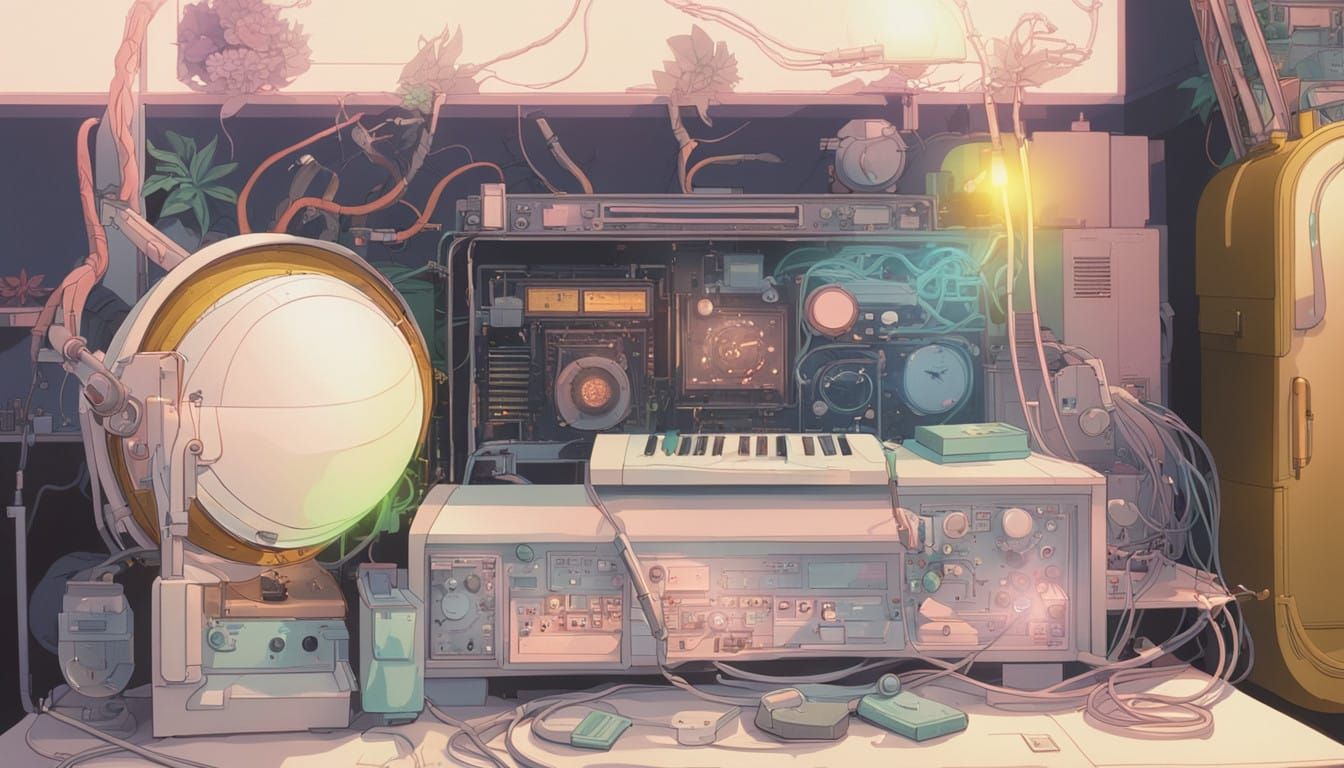 Cyberpunk Jungle Scene in Neon Colors