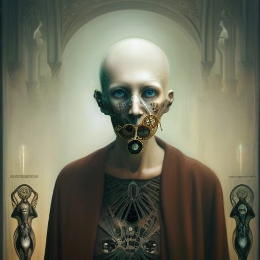 Detailed Skull Photograph with Extraterrestrial Elements