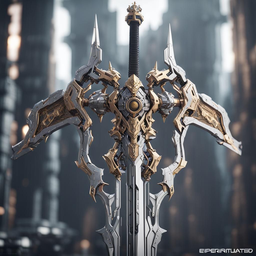Futuristic Final Fantasy Sword with Intricate Mech Details