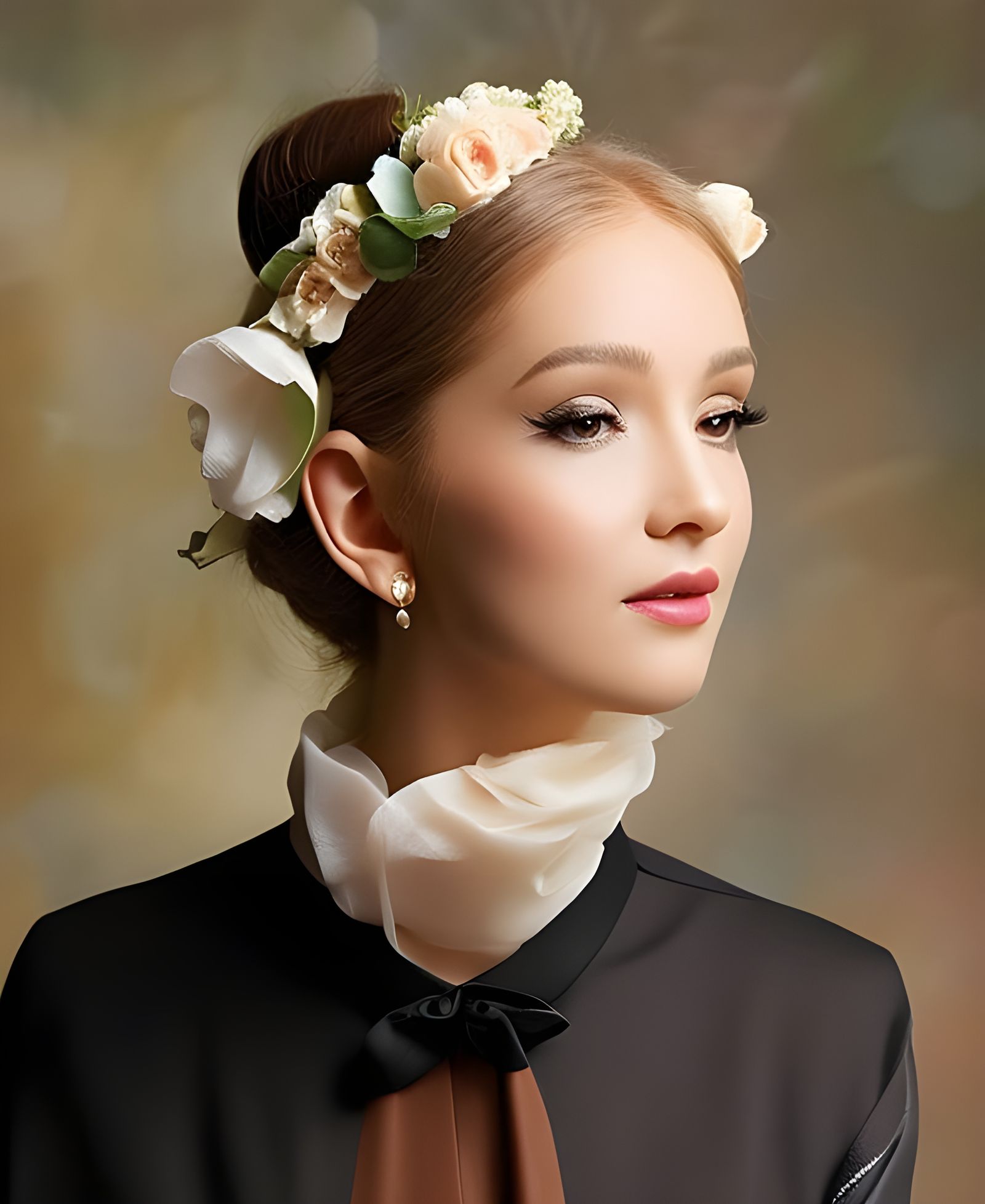 Renaissance Woman Portrait in Golden Hour Light