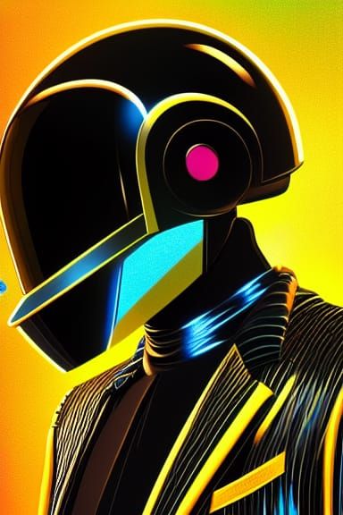 Daft Punk in Space: Holographic Astral Illustration