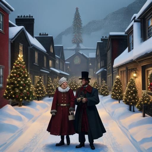 Classic Christmas Carol Festive Scene