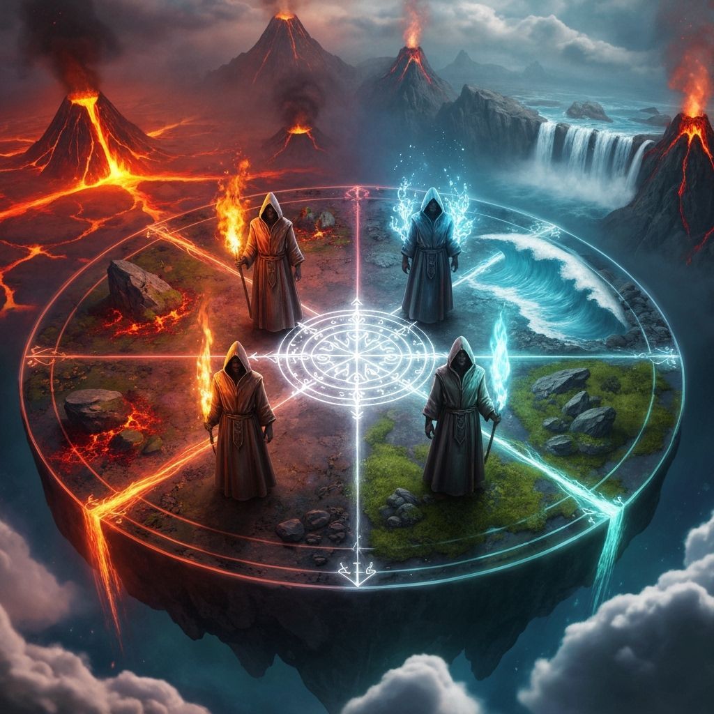 Elemental Beings Above the Abyss: Epic Fantasy Art