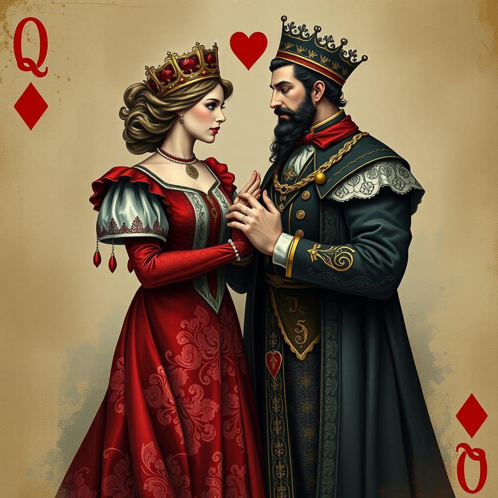 Regal Hearts Entwined in Splatter Paint