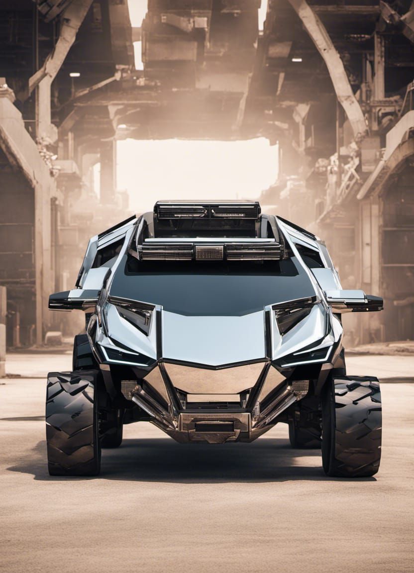 Tesla Cybertruck as a Decepticon Transformer in Chrome