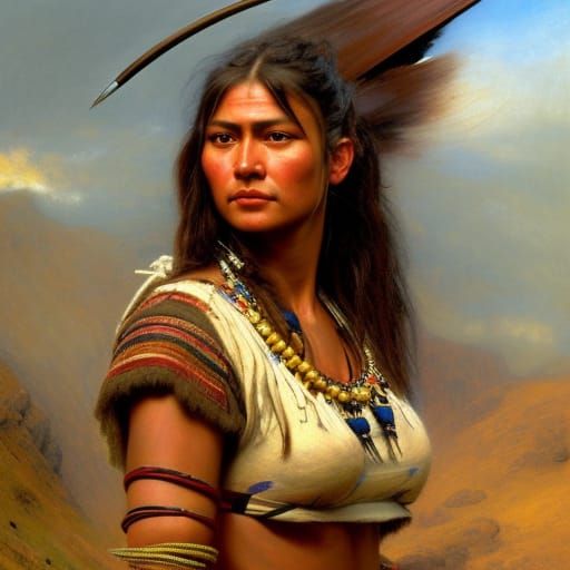 Apache Female Warrior in Hyperrealist Style