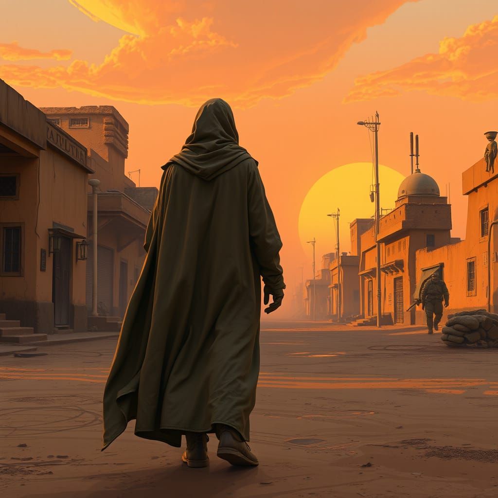 Dusty Desert Streets in a Retro-Futuristic Haze