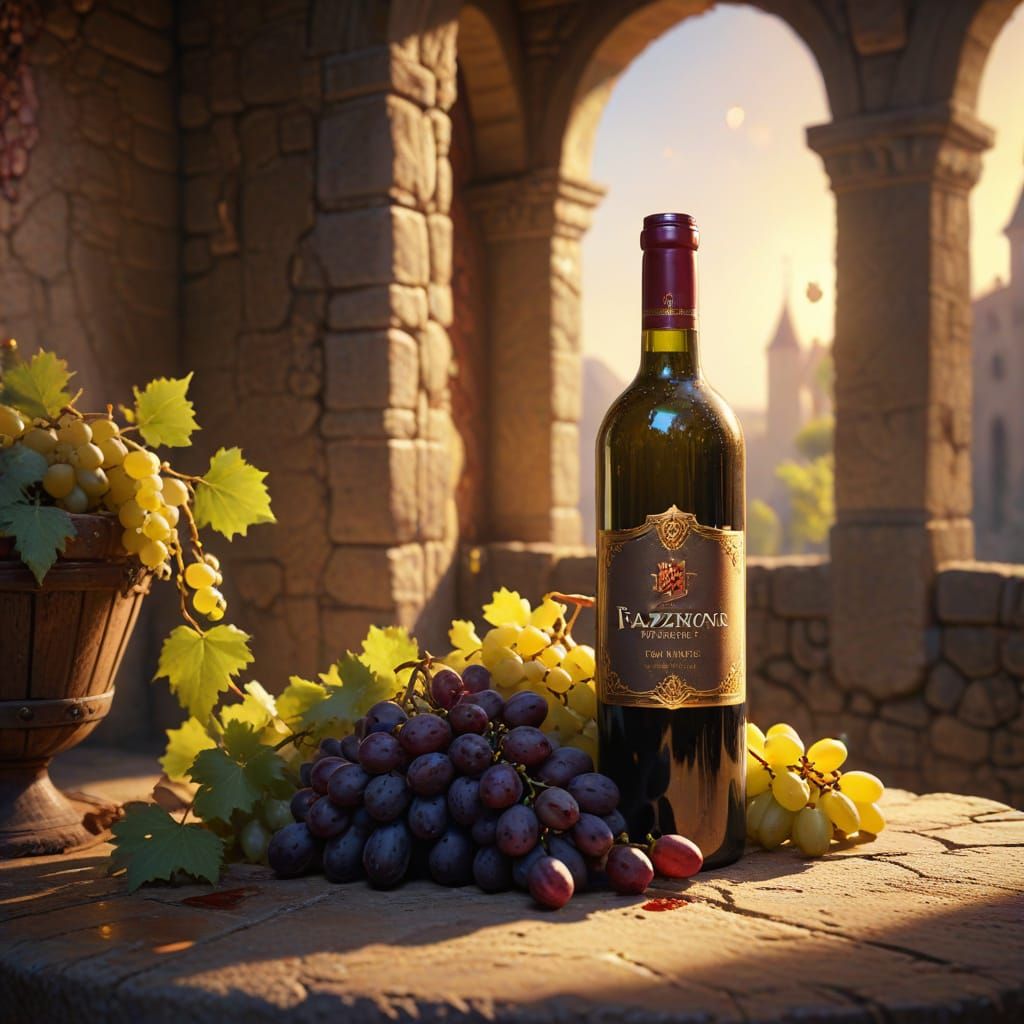 Medieval Castle Wine Bottle: Fantasy Concept Art