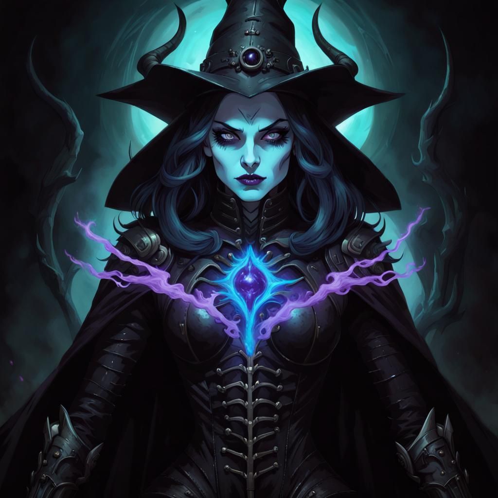 Mesmerizing Dark Witch Necrolord in Sci-Fi Style