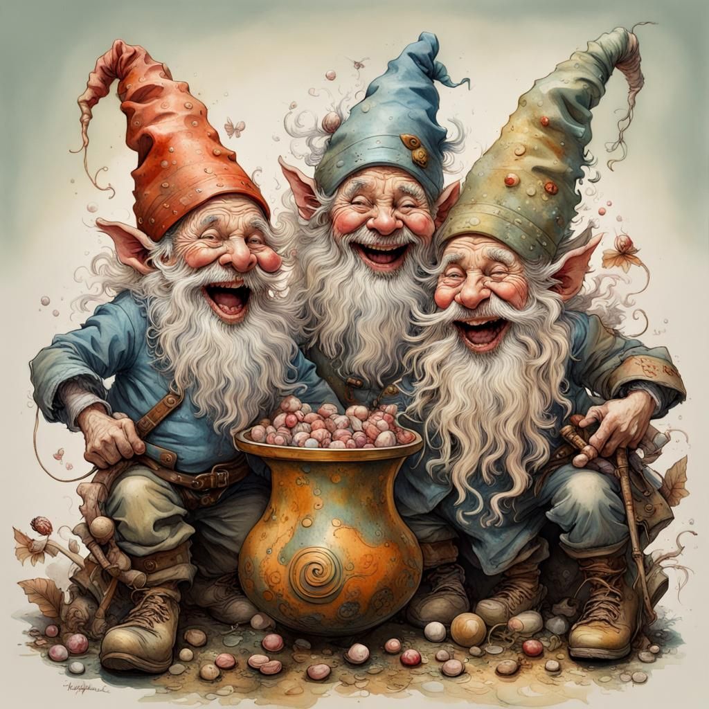 Laughing Gnomes in Candy Art Style
