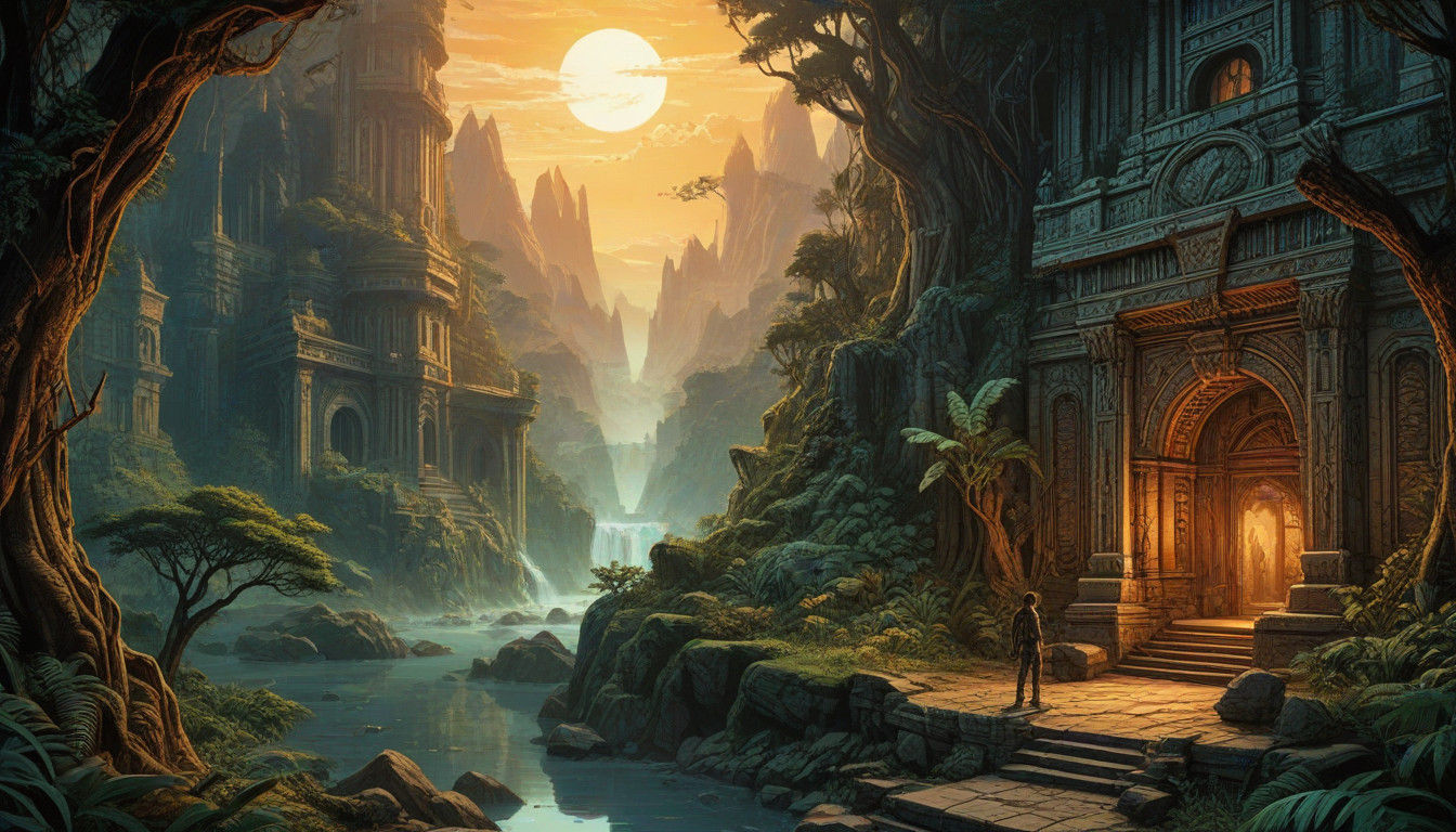 Cosmic Jungle Palace: A Sci-Fi Odyssey in Vintage Comic Book...