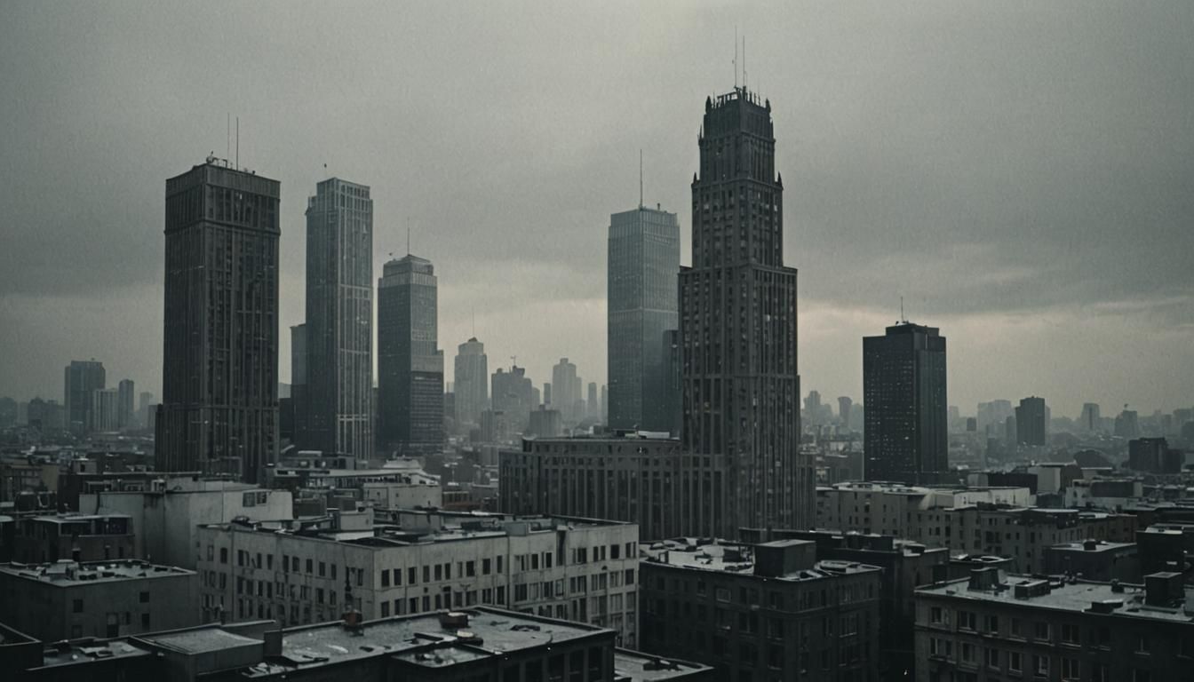 Moody Gray Cityscape in Cinematic Style