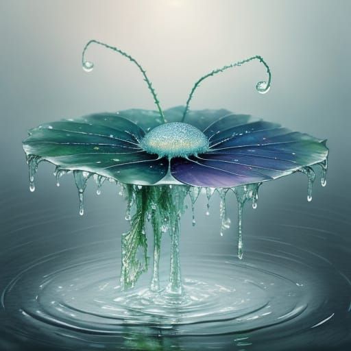 Whimsical Watercolor Water Spider on a Leaf