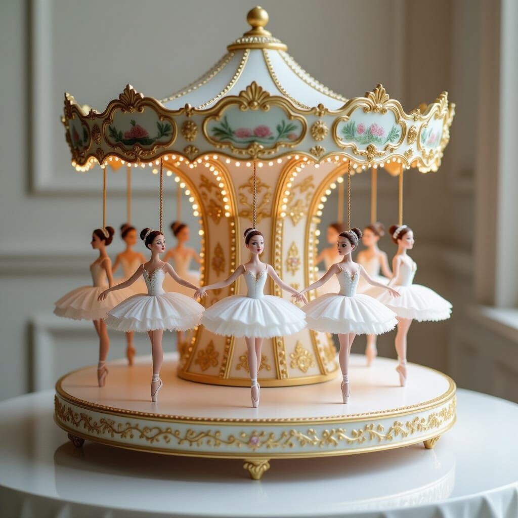 Ballerina Carousel Cake with Dancing Figurines