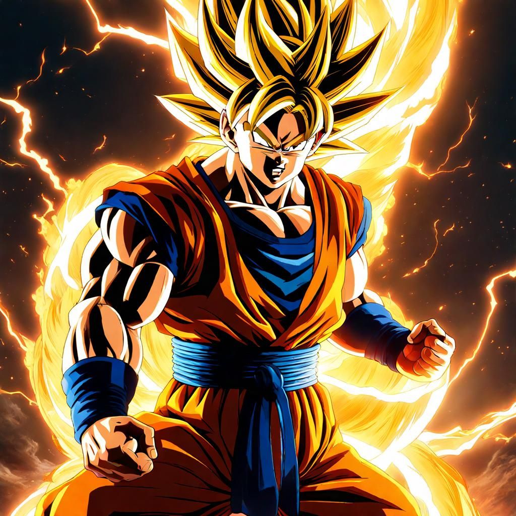 Goku Powering Up: Dark Fantasy Concept Art