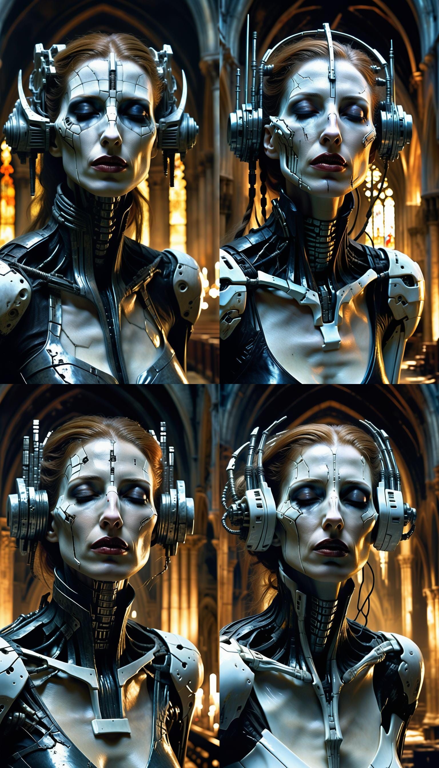 Gothic Cyberpunk Cyborg Portrait in Giger Style