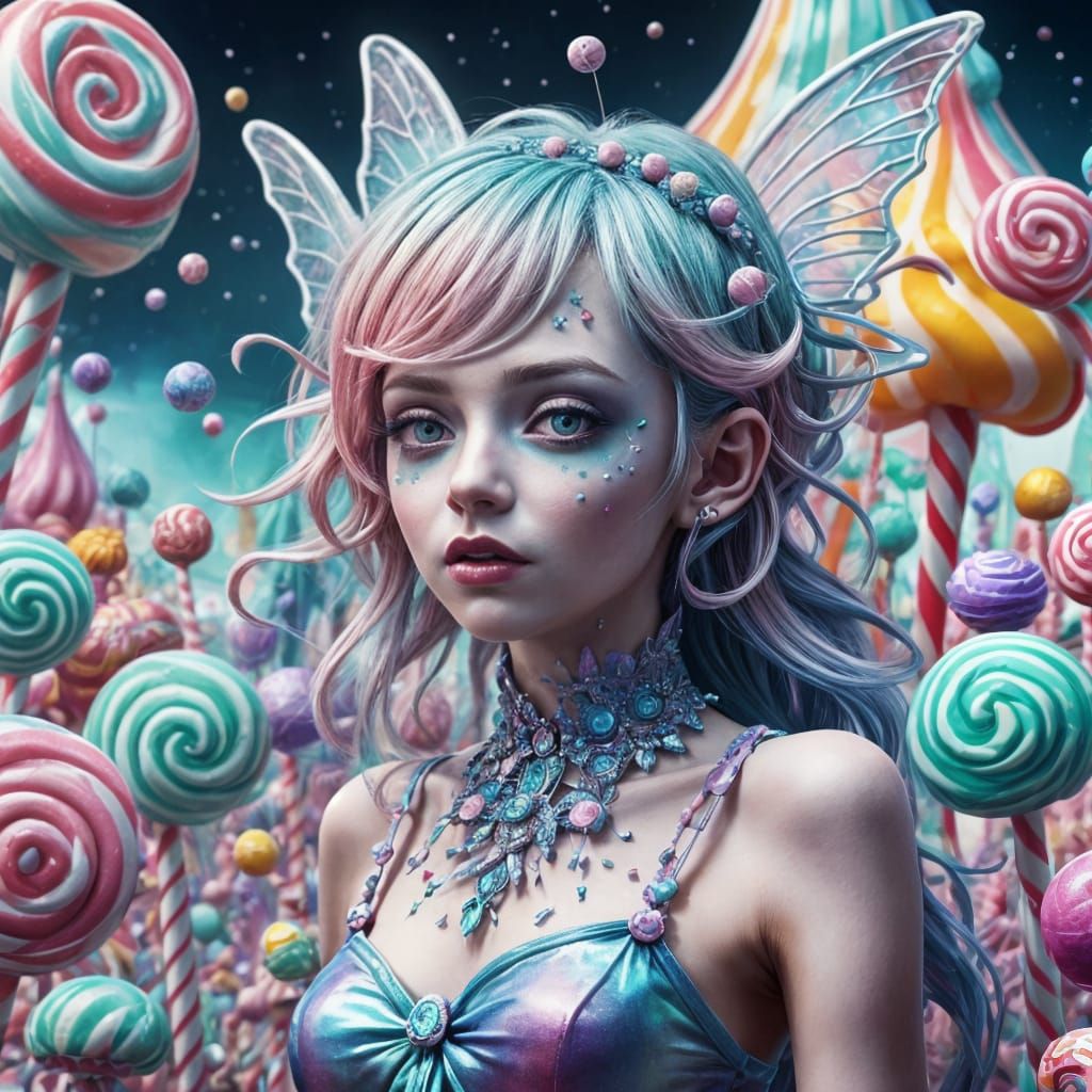 Evil Fairy in Candy Art Style Illustration