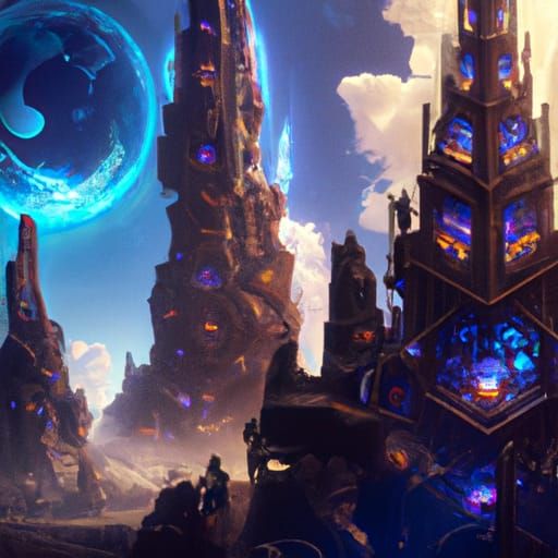 Fantastical Distant Landscape in Detailed Matte Painting
