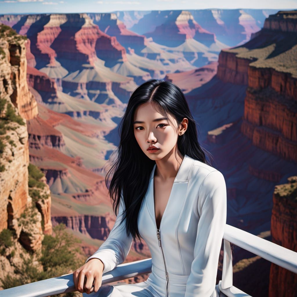 Asian Woman at Grand Canyon: Lomography Style