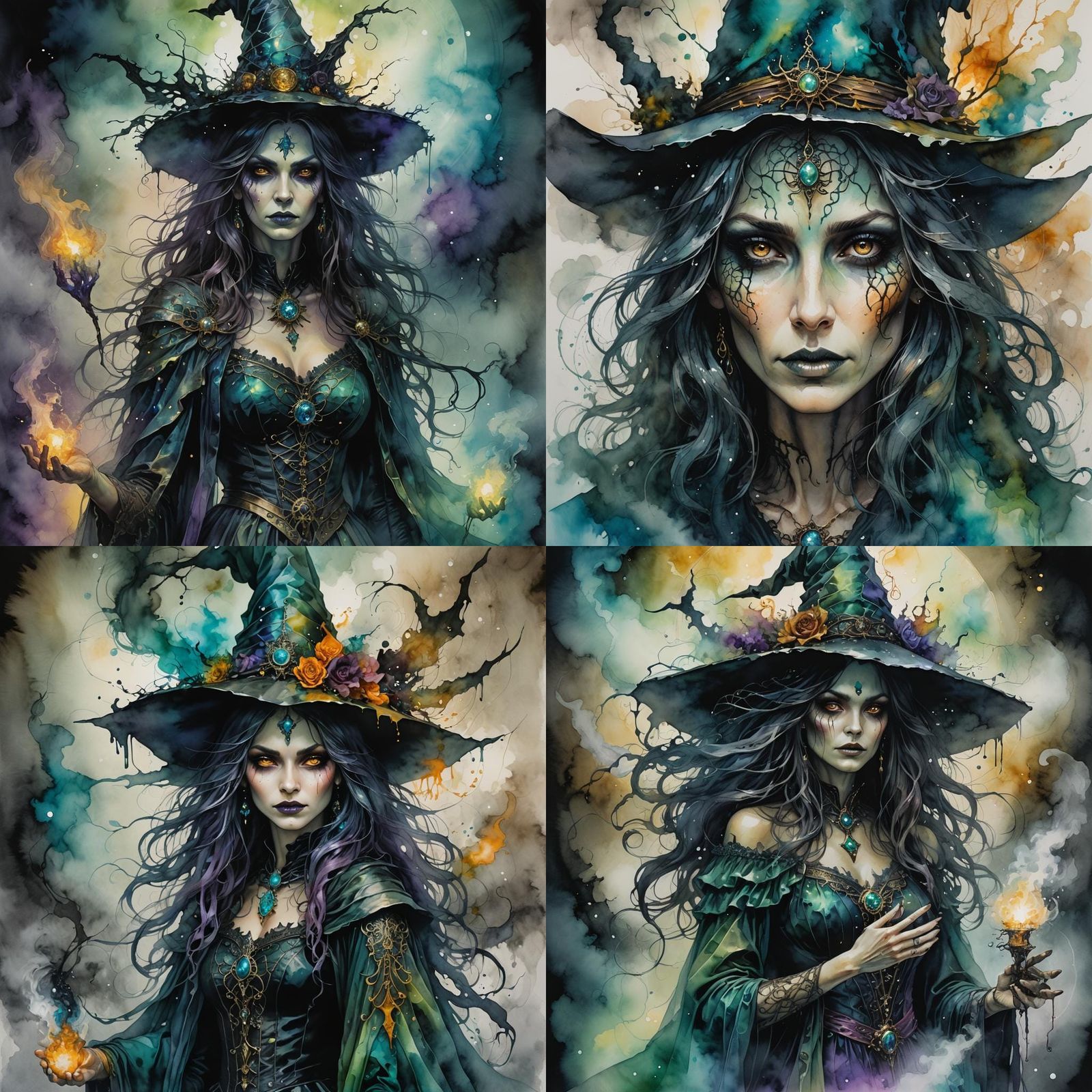 Ethereal Witch in Mixed Media Fantasy Art