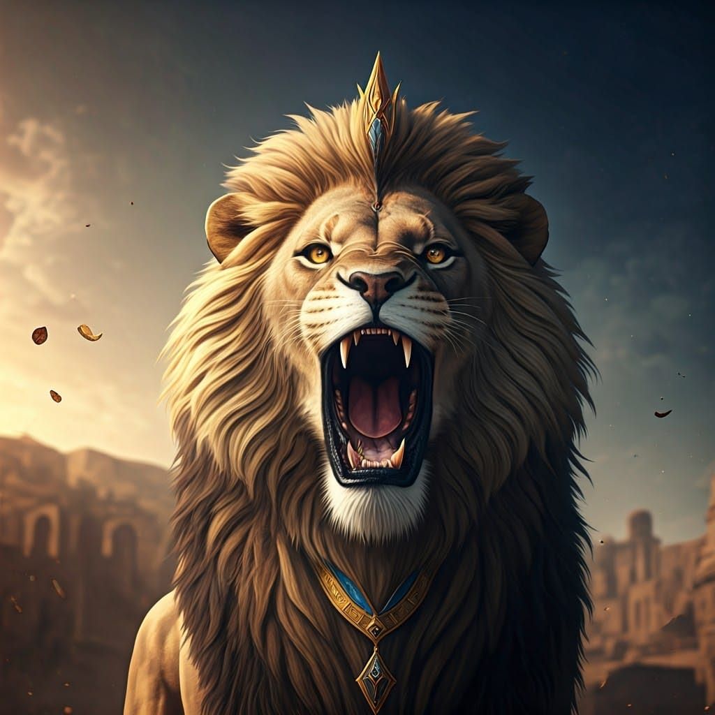 A Majestic Lion Dominates the Ancient Sphinx in Egypt