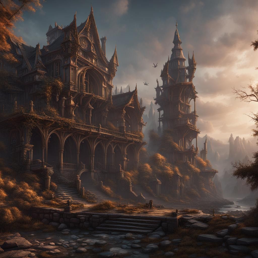 Detailed Fantasy Haunted Mansion Concept Art