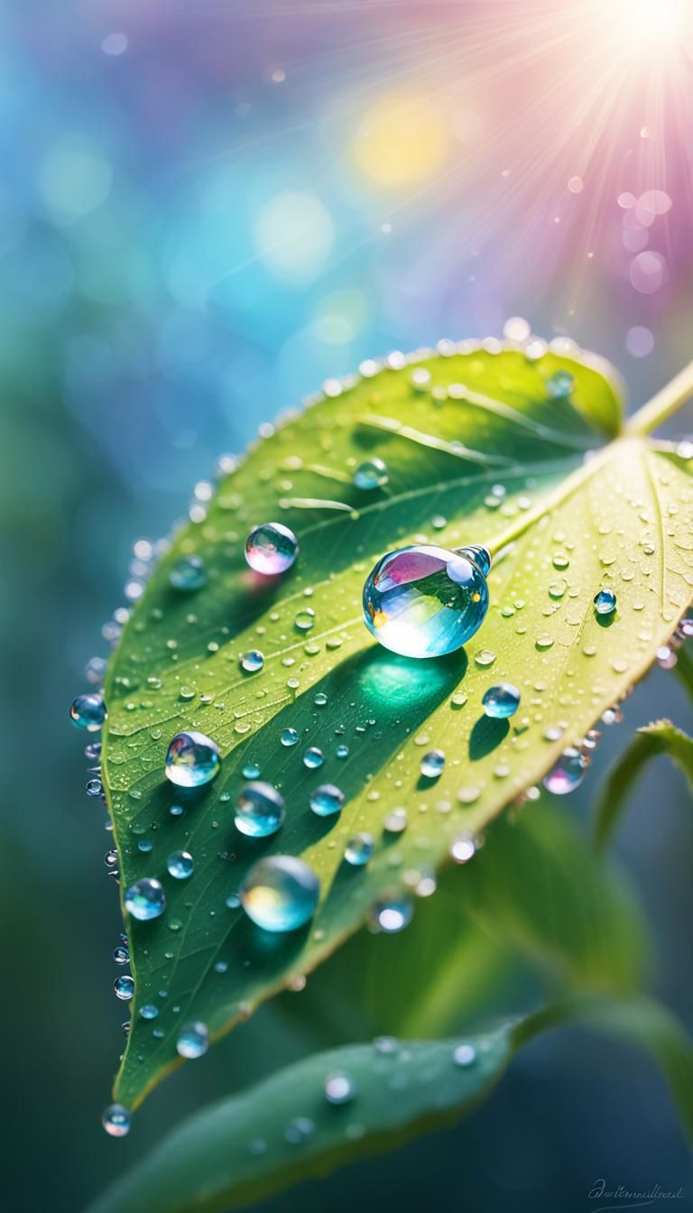 Sparkling Dew Drops on Colorful Flower