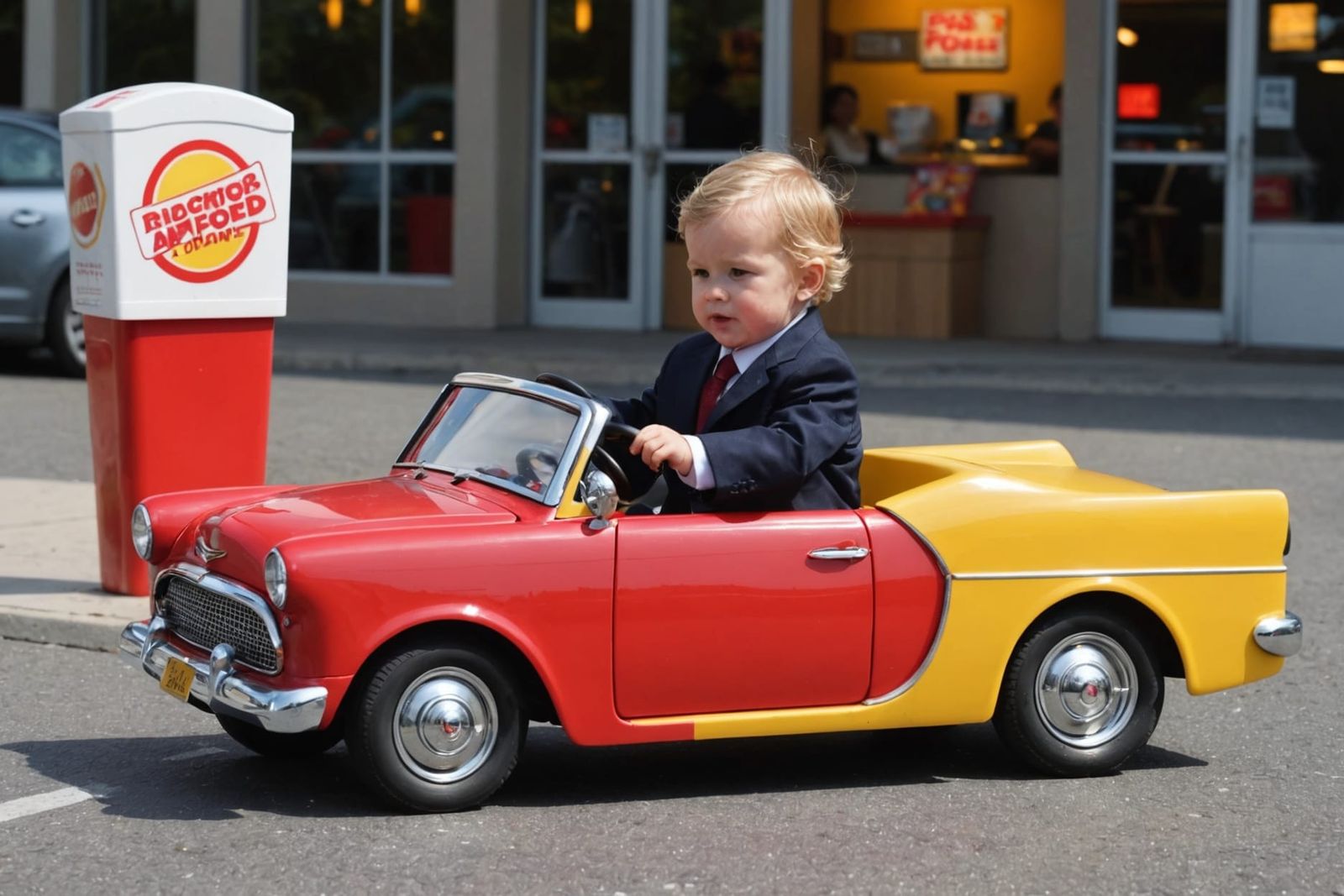 Toddler CEO Drives Toy Car to Lunch