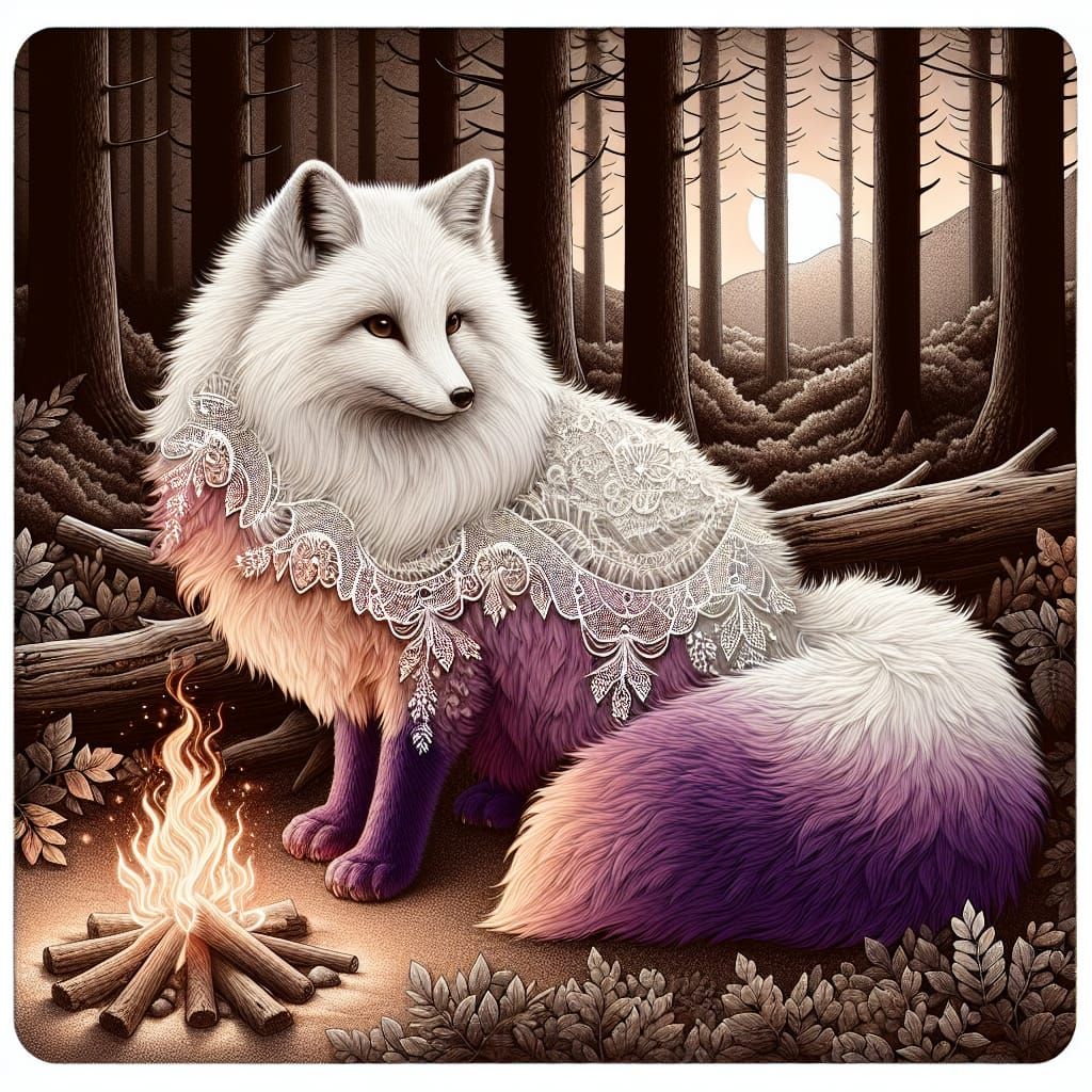 Whimsical Fox in Campfire Glow