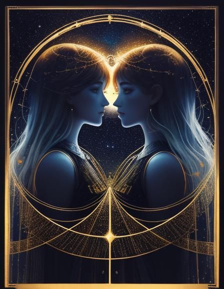 Gemini Double Exposure in Watercolor and Ink