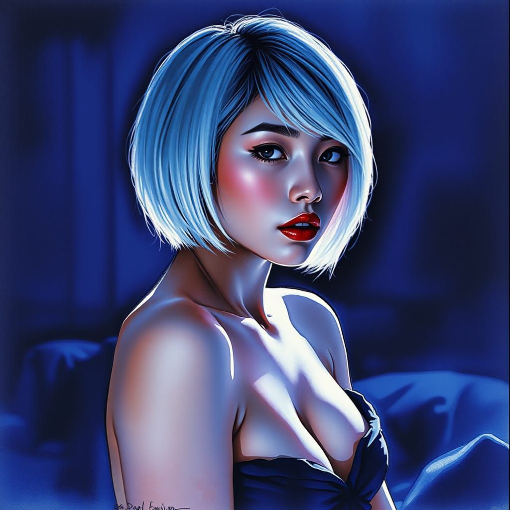 Mysterious Blonde Figure in Deep Dark Light