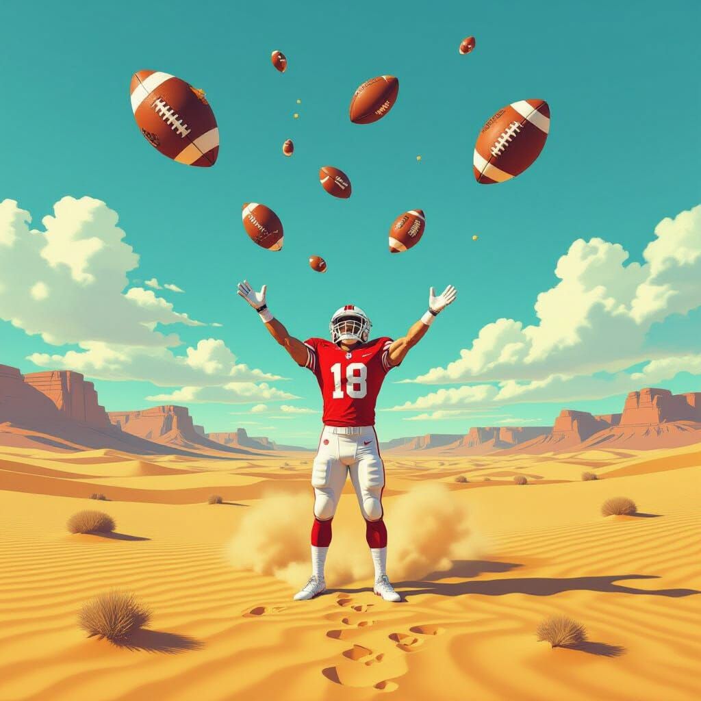 Surreal Football Desert Landscape as Digital Art